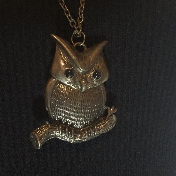 Vintage Jewelry - Vintage Costume Jewelry Bronze Tone Owls Necklace